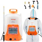 VEVOR Battery Powered Backpack Sprayer, 0-90 PSI Adjustable Pressure, 4 Gallon Tank, Back Pack Sprayer with 8 Nozzles and 2 Wands, 12V 8Ah Battery, Wide Mouth Lid for Weeding, Spraying, Cleaning