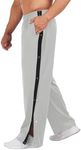 Deyeek Men's Tear Away Basketball Pants High Split Snap Button Casual Post-Surgery Sweatpants with Pockets Light Grey