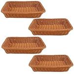 YOUNTHYE 4PCS Wicker Basket Large Rectangle Wicker Storage Basket, 35x25CM Large Bread Basket Storage Stackable Wicker Hamper Basket for Home Kitchen Restaurant Supermarkets