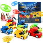 TERRAMUS 32Pcs Boys Toys for 3 4 5 6 Year Old Kids - 3 in 1 Toy Cars & Light Up Spinning Tops & Flying Discs, Friction Powered Toy Car Set Toys for Birthday Chirstmas Party Favors for Kids Boys Girls