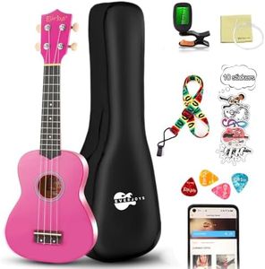 Soprano Ukulele Beginner Kit 21 Inch w/Free Online Lesson Gig Bag Tuner Picks Strap, Fast to Learn
