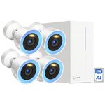 NAPCAT 4K 8CH PoE Security Camera System, 4pcs 8MP Wired Outdoor PoE IP Cameras with Human/Vehicle Detection, Color Night Vision, 4K NVR with 2TB HDD for 24/7 Recording, Two-Way Audio, IP67, N2814