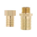 eMagTech Brass Barb Reducer 19mm to 25mm Hose Fitting Adapter Tube Splicer Joiner Connector Converter for Air Pipe Water Pipe Fuel Pipe Oil Pipe 1/2 Inch Thread