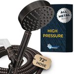 HammerHead Showers® ALL METAL Handheld Shower Head with Hose and Brass Holder - OIL RUBBED BRONZE - 2.5 GPM High Pressure Shower Heads with Adjustable Shower Wand Bracket - 6ft Flexible Extension