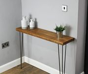 Rustic Console Table | 22.5cm Deep Handcrafted Home Side Table | Industrial style Wooden Table with Hairpin Legs | Hallway | Radiator Shelf | Entryway | Home Decor