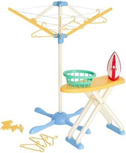 Casdon Wash Day Set | Toy Ironing Board and Clothes Line for Children Aged 3+ | Equipped with Pretend Steam Iron and Laundry Basket! Pastel