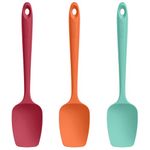 U-Taste Silicone Cooking Spoon Spatula: 600ºF Heat Resistant BPA-Free Flexible Rubber Spoonula, Nonstick Mixing Scooping Kitchen Baking Scraper Utensils Set of 3 for Pan, Pot, Bowl (Colorful)