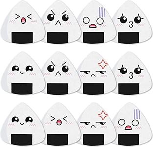 Dulphee Thin Guitar Picks, Ukulele Picks White Sushi Rice Balls Pattern Picks Classical Triangle 0.46mm Light Guitar Plectrums 12 Pack for Bass, Acoustic & Electric Guitars