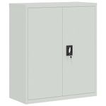 vidaXL File Cabinet - Powder-Coated Steel, Light Grey, Adjustable Shelves, Lockable System, 90x40x105 cm for Office Storage