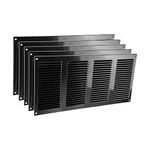 Vent Systems 16" x 8" Inch Pack of 5 Black Air Vent Cover Metal Air Return Grill with Built in Pest Guard Screen HVAC Vent Cover for Home Improvement Vent Duct Cover