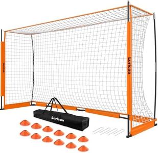 Collapsible Soccer Goal, 12×6 ft Portable Soccer Goal Net for Backyard, Quick Setup Soccer Goals with 1 Carry Bag, 1 Agility Ladder, 4 Ground Nails,12 Training Cones (Orange)