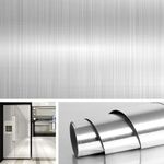 Livelynine Stainless Steel Contact Paper Silver Wallpaper Self Adhesive Kitchen Oil Proof Stickers for Cooker Kitchen Splashback Worktops Shelf Appliance Dishwasher Refrigerator Fridge Cover 40CMx2M