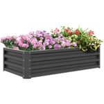Outsunny 216L Raised Bed for Garden, Galvanised Outdoor Planter Flower Pot for Herbs and Vegetables, Use for Patio, Garden, Balcony, 120 x 60 x 30.5cm, Light Grey