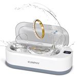 KUNPHY Jewellery Cleaner, 350ML 48KHz Ultrasonic Cleaner Machine with 3 Digital Timer, One-Touch Operation Sonic Cleaner for Glasses, Jewellery, Ring, Silver