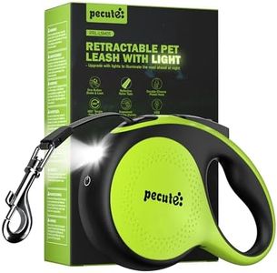 Pecute 16 ft Retractable Heavy Duty Dog Leash with Led Light，Rechargeable Walking Dog Leash with Nylon Tape, 360° Tangle-Free, One-Button Control, High Strength Hook for Large Dog Up to 110 lbs