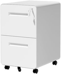SAWJEC 2 Drawer File Cabinet with Lock, Fully Assembled, White
