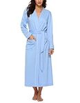 Hyppry Summer Dressing Gown Women Light Weight Hospital Gown Quick Dry Bathrobe Mid Calf Robe for Hotel with Belt Loops