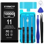 XYIRMCYF 10000mAh Super Capacity Battery Compatible with iPhone 11, 0 Cycle Li-Polymer Battery Compatible with iPhone 11, with Professional Repair Tool Kit