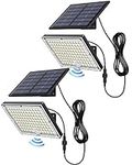 JACKYLED Motion Solar Lights Outdoor, 113 LED Cool White Bright Solar Flood Lights Waterproof, Dusk to Dawn Outdoor Solar Powered Security Lights for Fence Porch Patio Yard Garage, 2 Pack