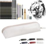 URYOUNGER Drawing Pencils Kit - 26-Piece Sketch Pencils Set with Drawing Pencils and Sketch Pencils, Sketching Pencils Kit for Adults, Beginners and Artists Art Supplies Drawing (White)