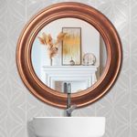 Hamilton Hills Round Mirror - 25 x 25 inch - Decorative Round Wall Mirror - Easy Installation with Mounting Hardware - Ideal for Living Room, Bedroom, Bathroom - Adds Sophistication - Bronze