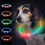 Mardiko Light up Dog Collar Rechargeable Adjustable Length for Small Medium Large Dogs Cats, Flashing LED Puppy Collars Illuminated Dog Collars with 4 Light Modes Waterproof, Multicolor