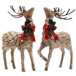 Reindeer Statue Holiday Figurine Decorative Christmas Deer Tabletop Statue Decor, 2 Pack