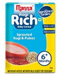 Manna Baby Cereal - Ragi & Pulses, 200G | Baby Food (6+Months) Sprouted Ragi & Pulses | 100% Natural Health Mix