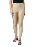 GO COLORS Women Solid Gold Mid Rise Slim Fit Cropped Leggings