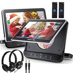 Dual Car DVD Player with Headrest Mount, ARAFUNA Two Headrest DVD Player with 2 Headphones, Support 1080P Video, HDMI Input, AV in/Out, Include AC Adapter, Car Charger, RCA Cable, AV Cable (10.5" x 2)