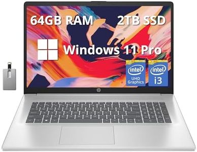 HP 17.3" FHD IPS Anti-Glare Laptop, Intel Core i3-1215U, 64GB RAM, 2TB PCIe SSD, Intel UHD Graphics, HD Webcam, Numpad, HP Fast Charge, Silver, Win 11 Pro, 32GB Hotface USB Card