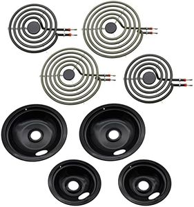 Siwdoy 318067041 318067051 Porcelain Drip Pan Set and MP22YA Electric Range Burner Element Unit Set, Compatible with Frigi-daire Ken-more Range Oven Replaces 5304430149 5304430150