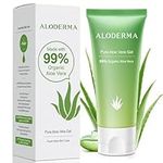 Aloderma 99% Organic Aloe Vera Gel Made within 12 Hours of Harvest, Refreshing Travel Size Aloe Vera Gel for Face & Body, Cooling, Soothing Instant Relief for Skin & Sunburn, Hydrating Aloe Gel, 1.5oz