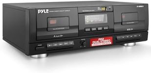 Pyle Dual Stereo Cassette Tape Deck - Clear Audio Double Player Recorder System w/ MP3 Music Converter, RCA for Recording, Dubbing, USB, Retro Design - For Standard / CrO2 Tapes, Home Use - PT659DU