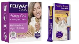 FELIWAY Classic 30 day starter kit. Diffuser and Refill & Happy Snack by FELIWAY Delicious Relaxing Chicken Flavour Treat for Cats