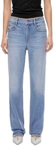 Womens Jeans Straight Leg Full Length Lyocell Denim Pants Light Blue Length:32" 30