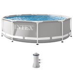 INTEX 26701EH Prism Frame Premium Above Ground Swimming Pool Set: 10ft x 30in – Includes 330 GPH Cartridge Filter Pump – SuperTough Puncture Resistant – Rust Resistant – 1185 Gallon Capacity