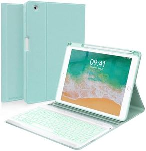 Keyboard case for iPad 5th/6th Generation 2017/2018, 9.7 Inch iPad Air 2 Case with Keyboard, Removable Wireless Backlit Keyboard Detachable, Folio Smart Cover, Tablet Case with Pencil Holder