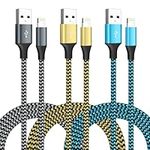 iPhone Charger Cable 3 Pack 10FT/2.8m MFi Certified USB Lightning Cable Nylon Braided Long Apple iPhone Lead Fast Charger Cables For iPhone 14 pro max 14 13 pro 12 11 XS X XR 8 7 6 plus