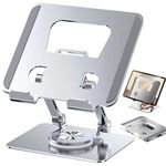 BROLAVIYA Desktop 360 Rotating Base, Aluminium Metal Stand Holder,Foldable, Compatible with iPad,Tablet, E-Reader 4-13 inch,D1, Silver