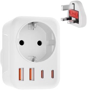 Adaptador Enchufe UK, Adaptador Enchufe Ingles a Españo Adaptador Inglaterra Viaje con 2USB+2USB C, 5 en 1 Adaptador Enchufe Ingles UK Inglaterra Adaptador UK para Irlanda Escocia Maldivas Dubai Qatar