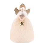 Maritown Angle Christmas Tree Topper Decorations, Xmas Fairy Tree Topper with Gold/Silver Skirt Star Ornaments Christmas Winter Tabletop Shelf Home Decor for Christmas Party Props