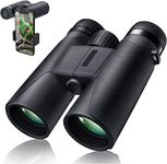 Funwell 10X42 Professional Binoculars with Smartphone Adapter, Compact Waterproof Low Night Vision Binoculars for Adult Birds Watching Hunting Concert Travel