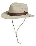 Comhats UPF 50 Cotton Safari Fedora Aussie Hat Men, Womens UV Protection Sun Hat for Fishing Hiking Walking, Summer Bush Hat, Wide Brim Travel Adventurer Hat, Beige White L