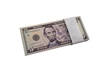 DenYorkStore Copy Prop Money 5 Dollar Bills One Stack 100 Pieces of Movie Prop, Can Make Video, Magic Shows White