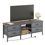 CAIYUN TV Stand with Storage, TV Table 55 Inch with Drawers&Power Outlets&USB Ports for 60 65 Inch TV, TV Console Table, TV Bench for Living Room, Bedroom(Grey,55 Inch)