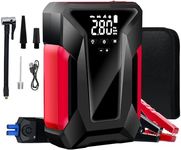 Car Jump Starter, 4000A Peak Car Battery Charger with Air Compressor, 12V Jump Box for Car Battery (up to 10L Gas or 8.5L Diesel) with Emergency LED Light, Power Bank, Leather Storage Bag (Upgraded)