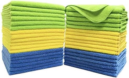 Polyte Premium Microfibre Cleaning Towel, 40x40 cm, 36 Pack, Blue,Green,Yellow