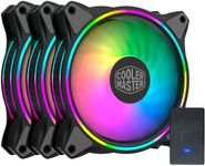 Cooler Master Master Fan MF120 Halo Duo-Ring Addressable RGB Lighting 120mm 3 Pack with Independently-Controlled LEDs, Absorbing Rubber Pads, PWM Static Pressure for Computer Case & Liquid Radiator