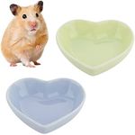 2 Pcs Hamster Ceramic Food Bowl Anti-Turning Food & Water Dish for Hamster Gerbil Hedgehog Rat Rodent (Green and Purple)